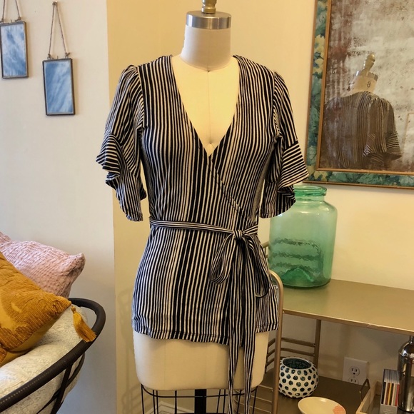 Free People Ruffle-Sleeve Wrap Top - Picture 2 of 6